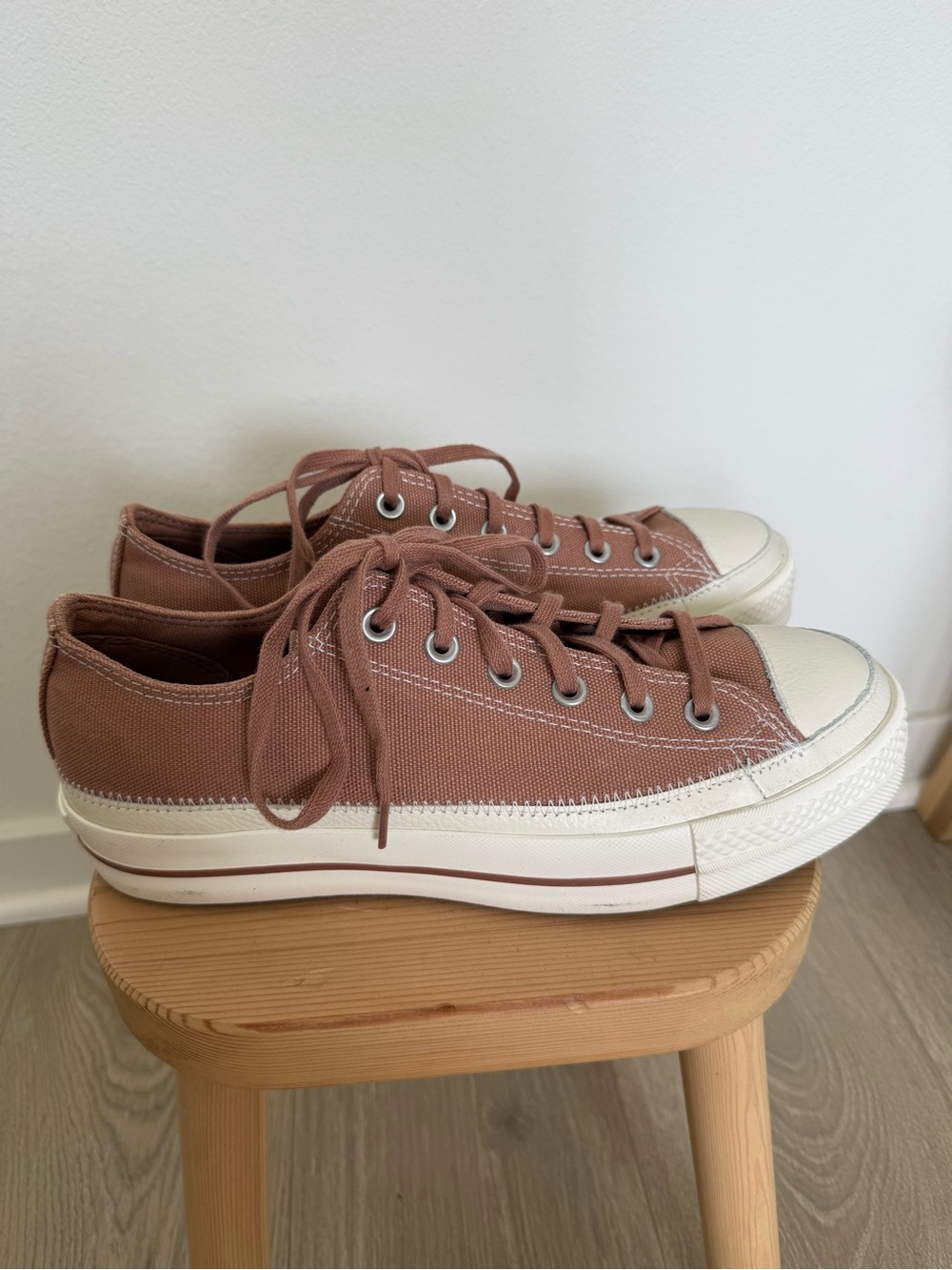 Converse Low Top Sneakers in Dusty Rose and Cream